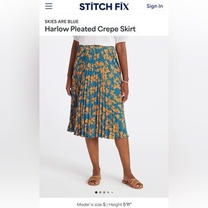 Skies are Blue - Harlow Pleated Crepe Skirt - Stitch Fix - Size L - NWT